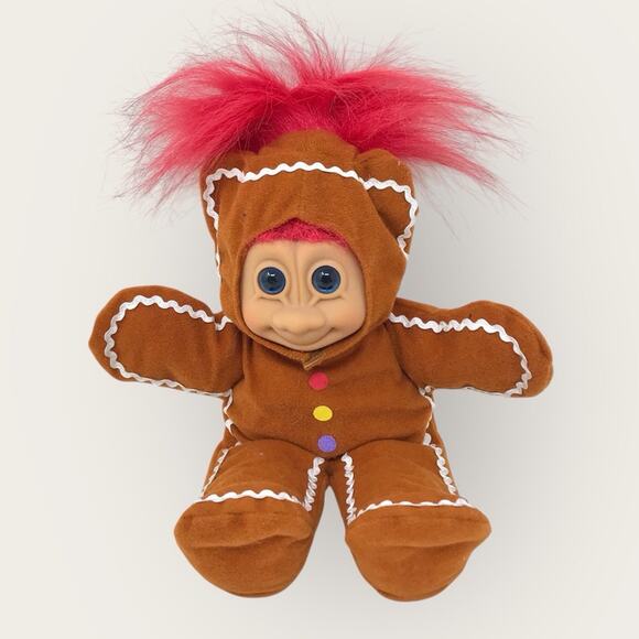 Russ Troll Kidz 10" Plush Wee Gingerbread Man Christmas Vintage Holiday Doll - Picture 2 of 6